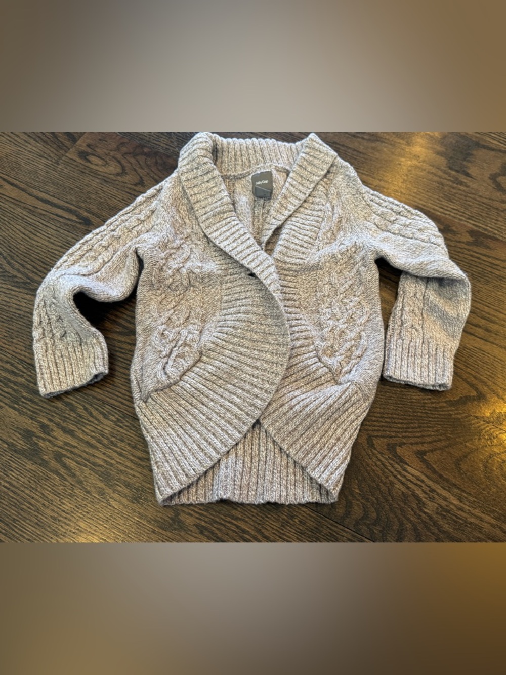 GAP Cable Knit Shawl Collar Cardigan - Light Taupe/Gray